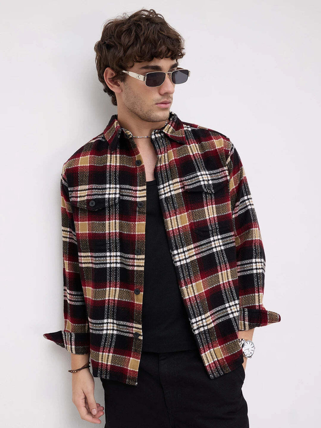 Image of VASTRADO Men Regular Fit Striped Cut Away Collar Casual Shirt
