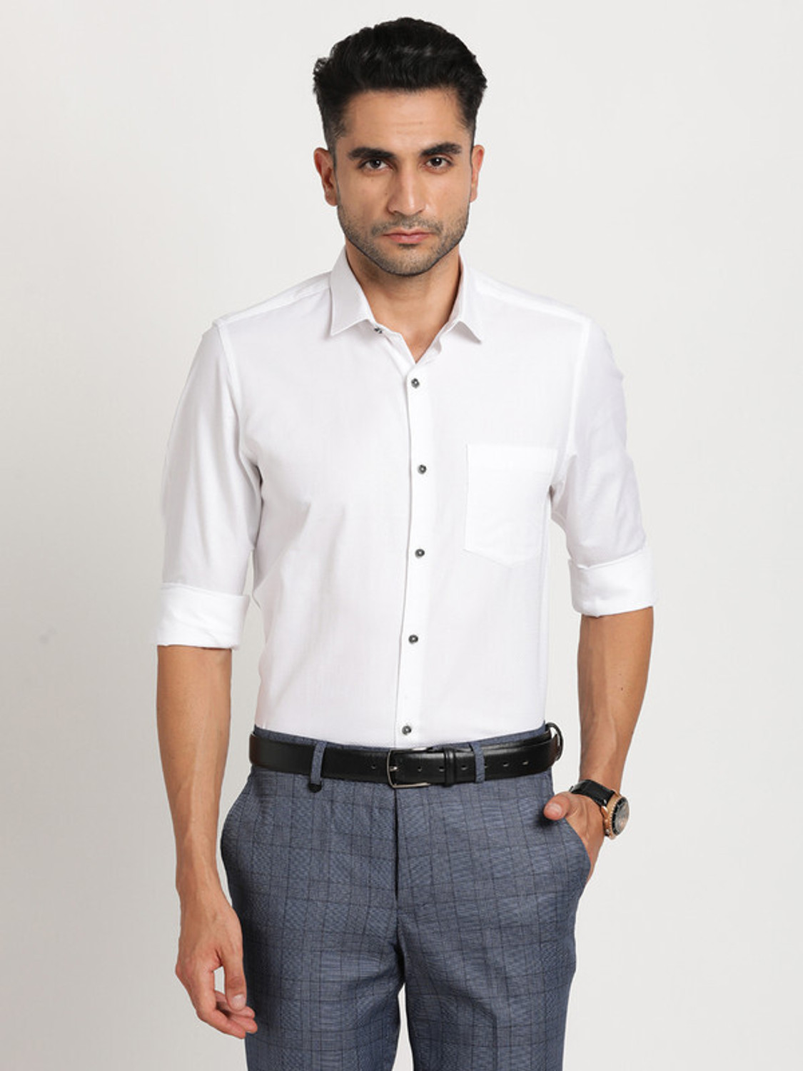 Image of TURTLE Men Slim Fit Solid Formal Shirt
