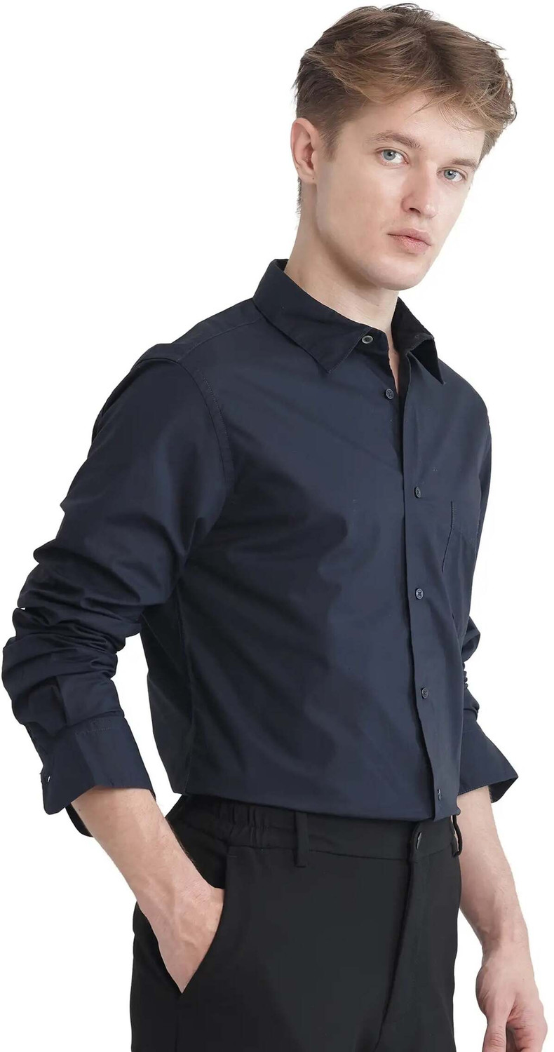Image of RARE RABBIT Men Regular Fit Solid Casual Shirt
