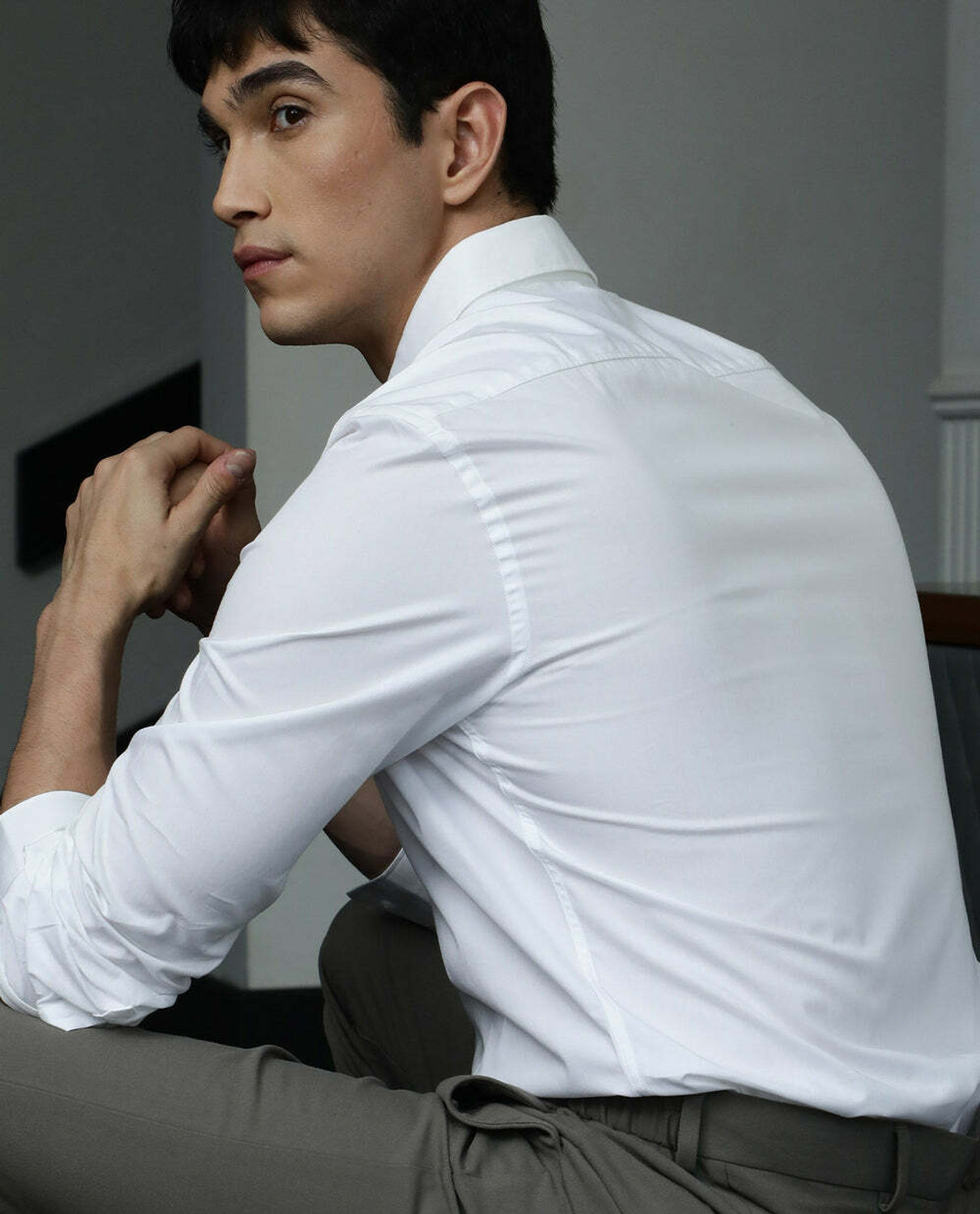 Image of Shefansh Men Regular Fit Solid Spread Collar Casual Shirt