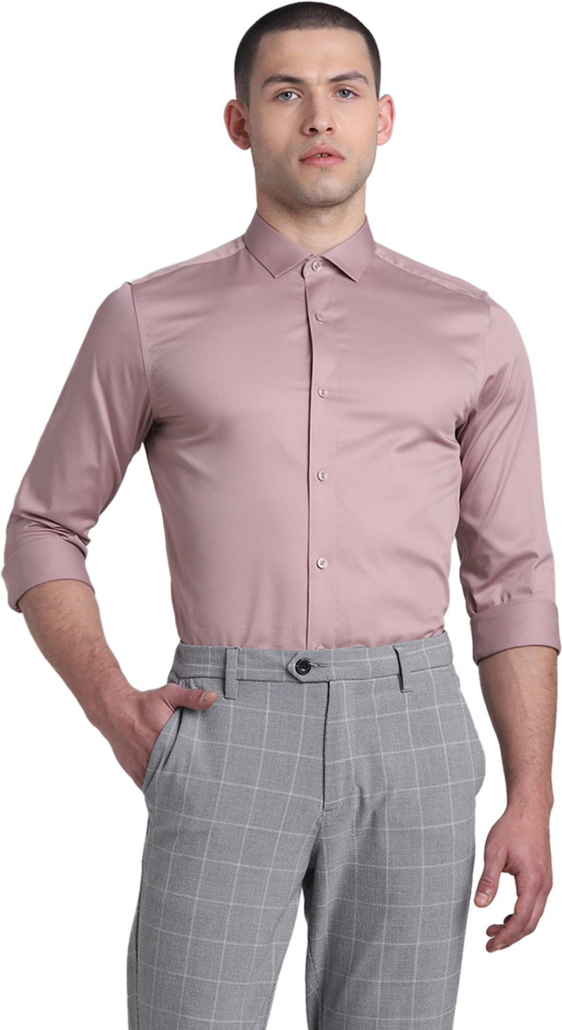 Image of JACK & JONES Men Slim Fit Solid Spread Collar Formal Shirt