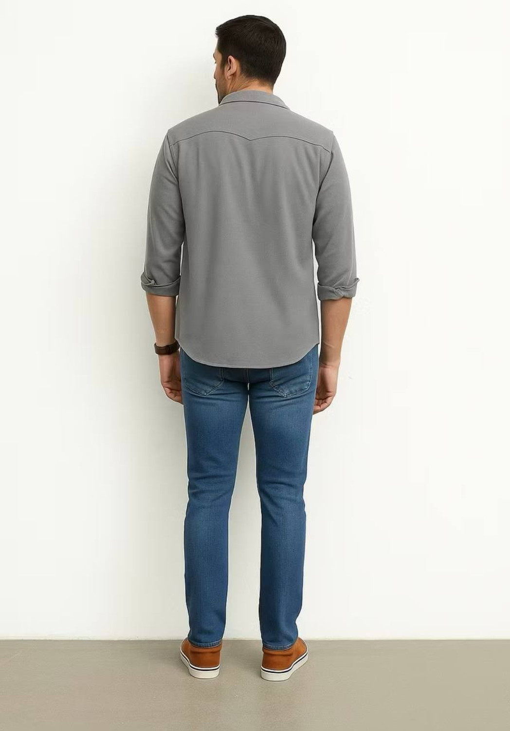 Image of JCOSTA Men Regular Fit Solid Spread Collar Casual Shirt
