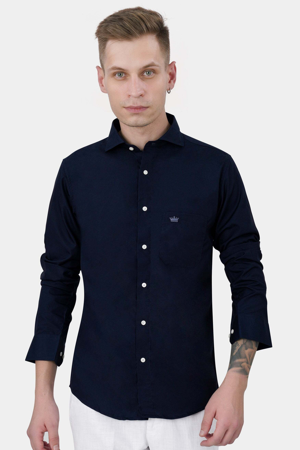 Image of french crown Men Regular Fit Self Design Casual Shirt