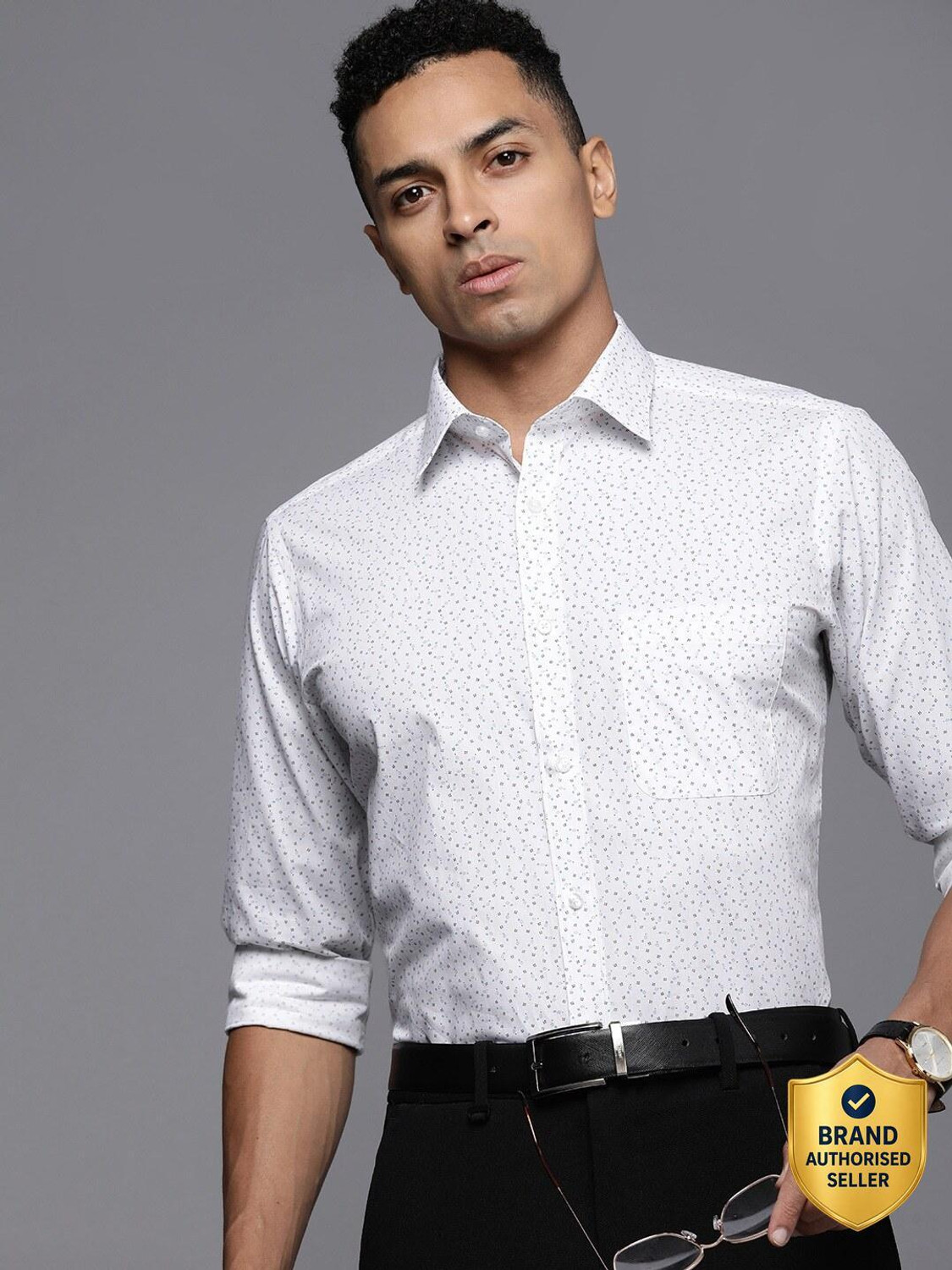 Image of Raymond Men Slim Fit Self Design Formal Shirt