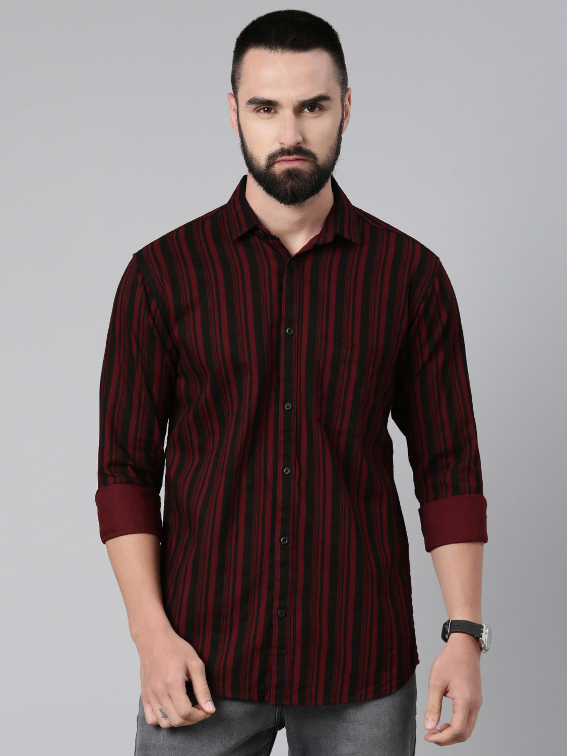 Image of HERE&NOW Men Slim Fit Checkered Casual Shirt