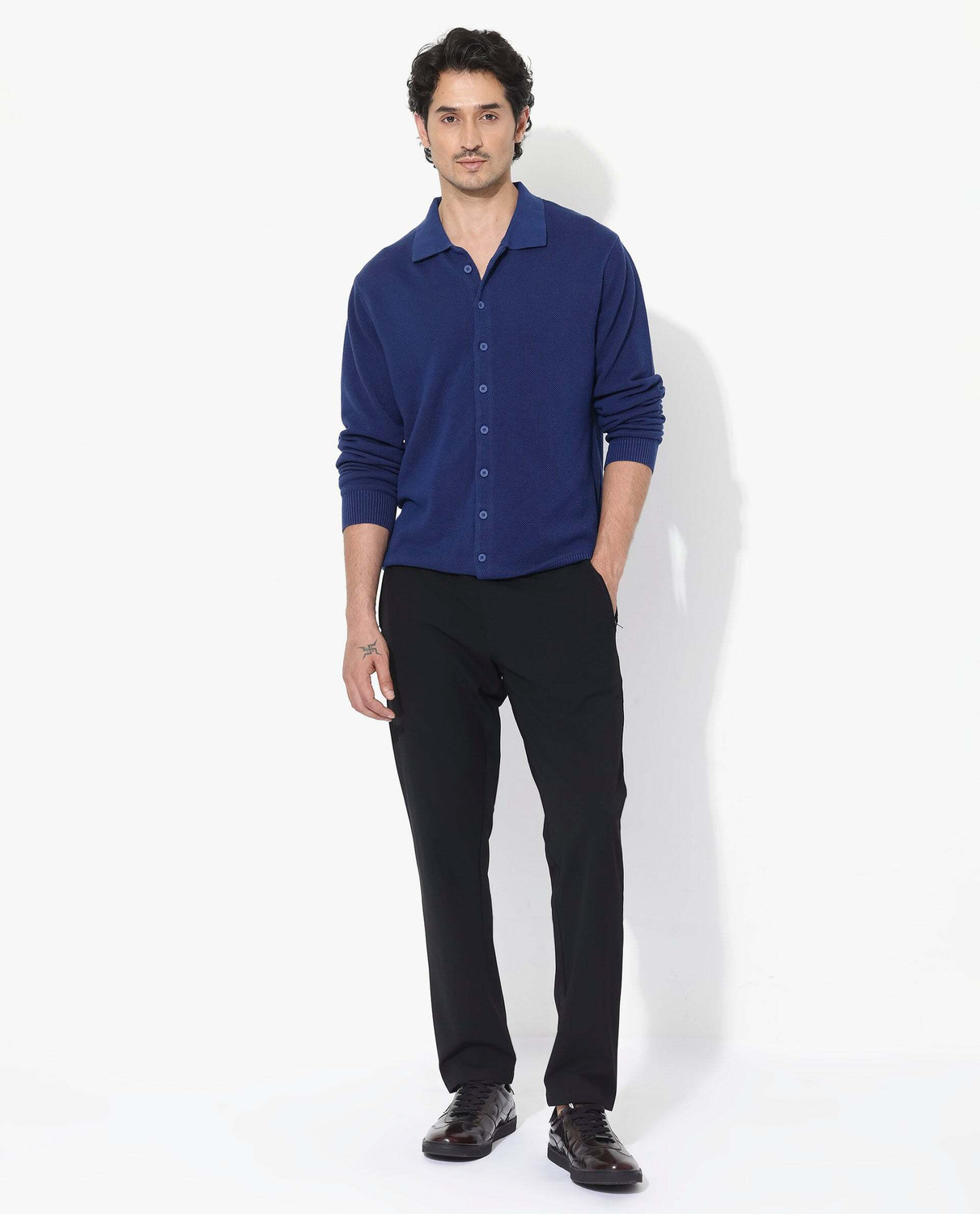 Image of RARE RABBIT Men Regular Fit Solid Casual Shirt