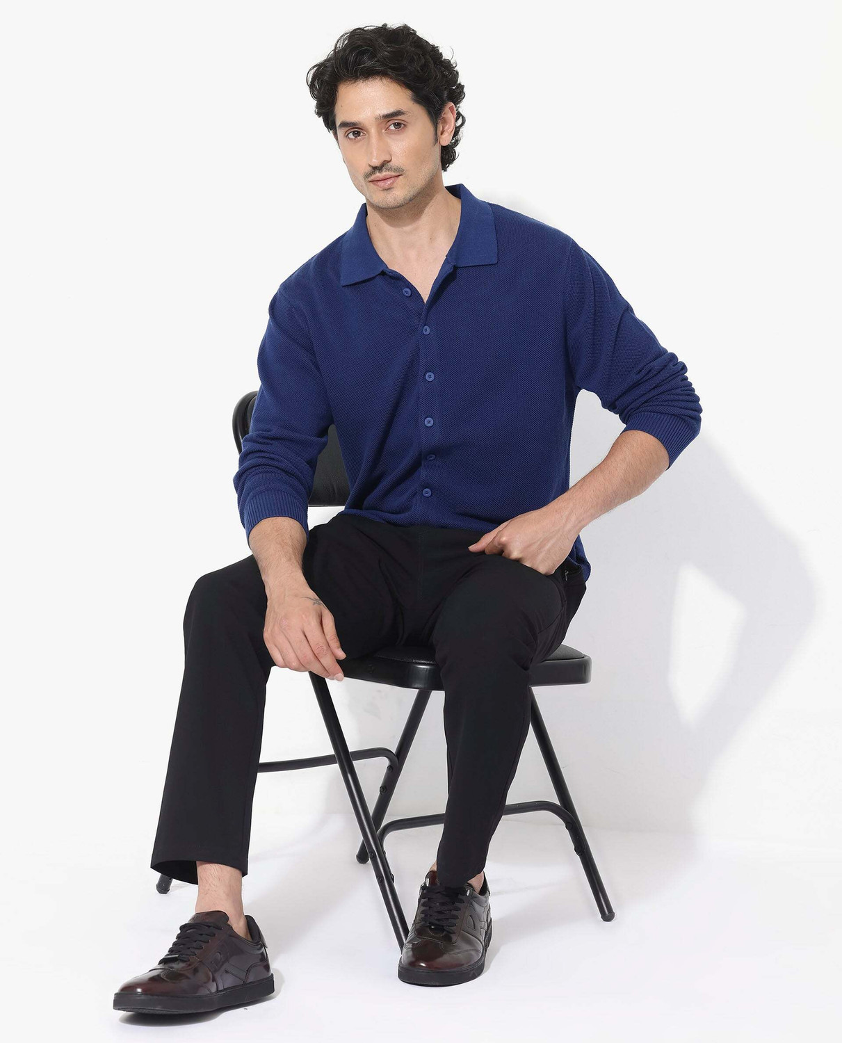 Image of RARE RABBIT Men Regular Fit Solid Casual Shirt