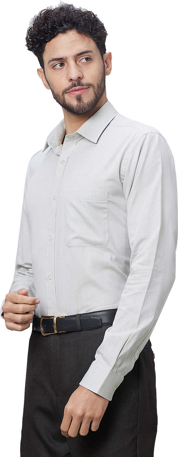 Image of Raymond Men Slim Fit Self Design Cut Away Collar Formal Shirt