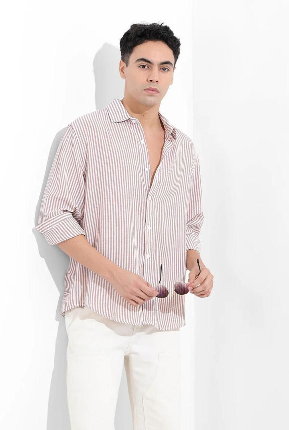 Image of VASTRADO Men Boxy Fit Self Design Cut Away Collar Casual Shirt