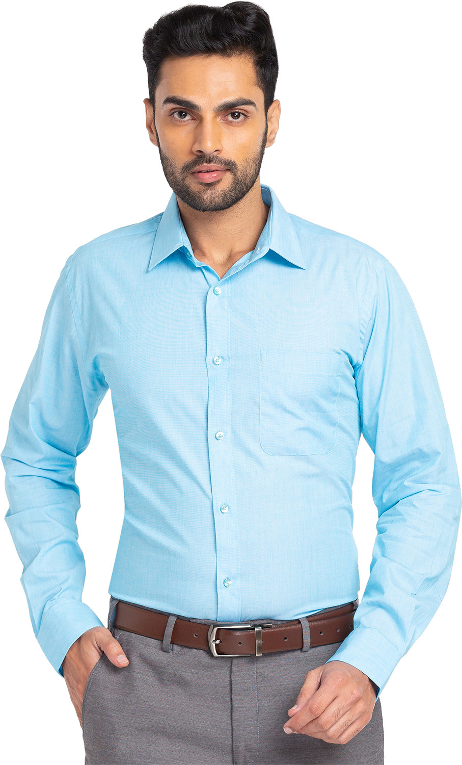 Image of Raymond Men Slim Fit Solid Formal Shirt