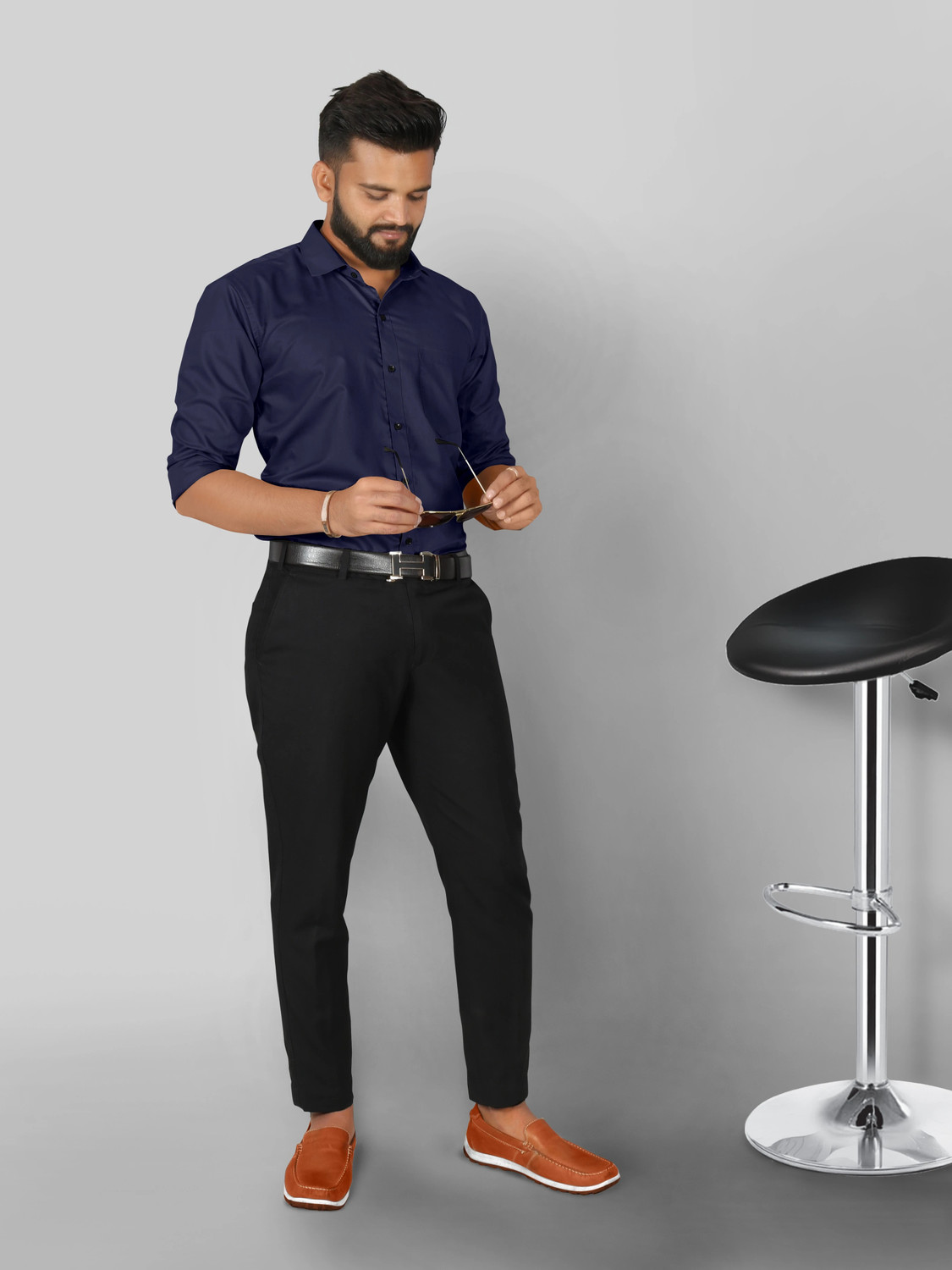 Image of FIBERMILL Men Slim Fit Solid Formal Shirt