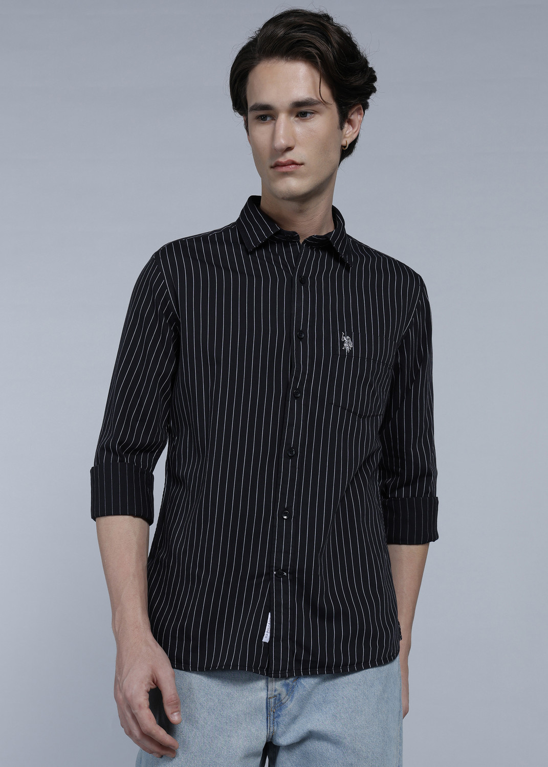Image of U.S. POLO ASSN. Men Regular Fit Solid Spread Collar Casual Shirt