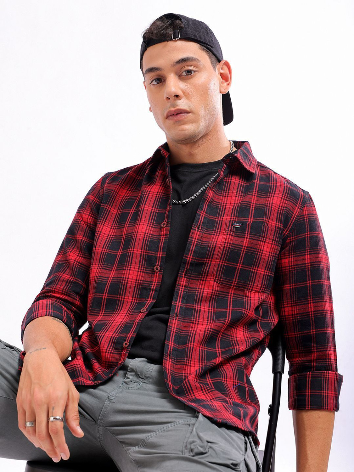 The Indian Garage Co. Men Slim Fit Checkered Shirt - Image 1