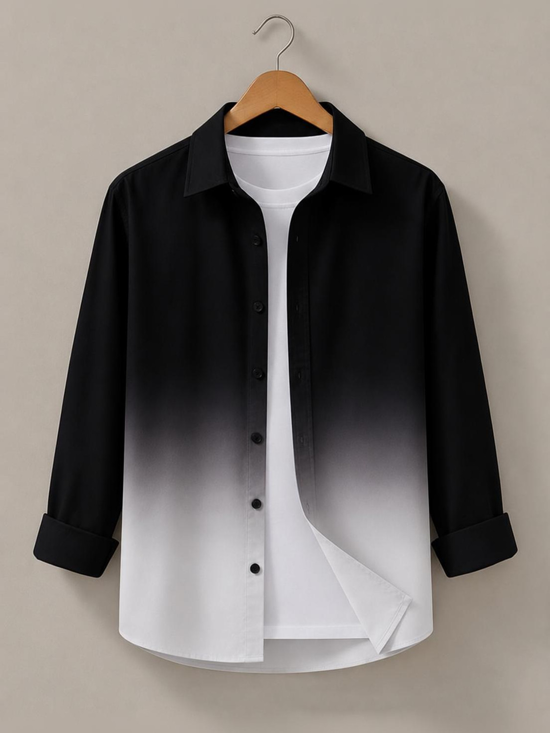 Kizyoo Men Regular Fit Dyed/Ombre Spread Collar Party Shirt - Image 1