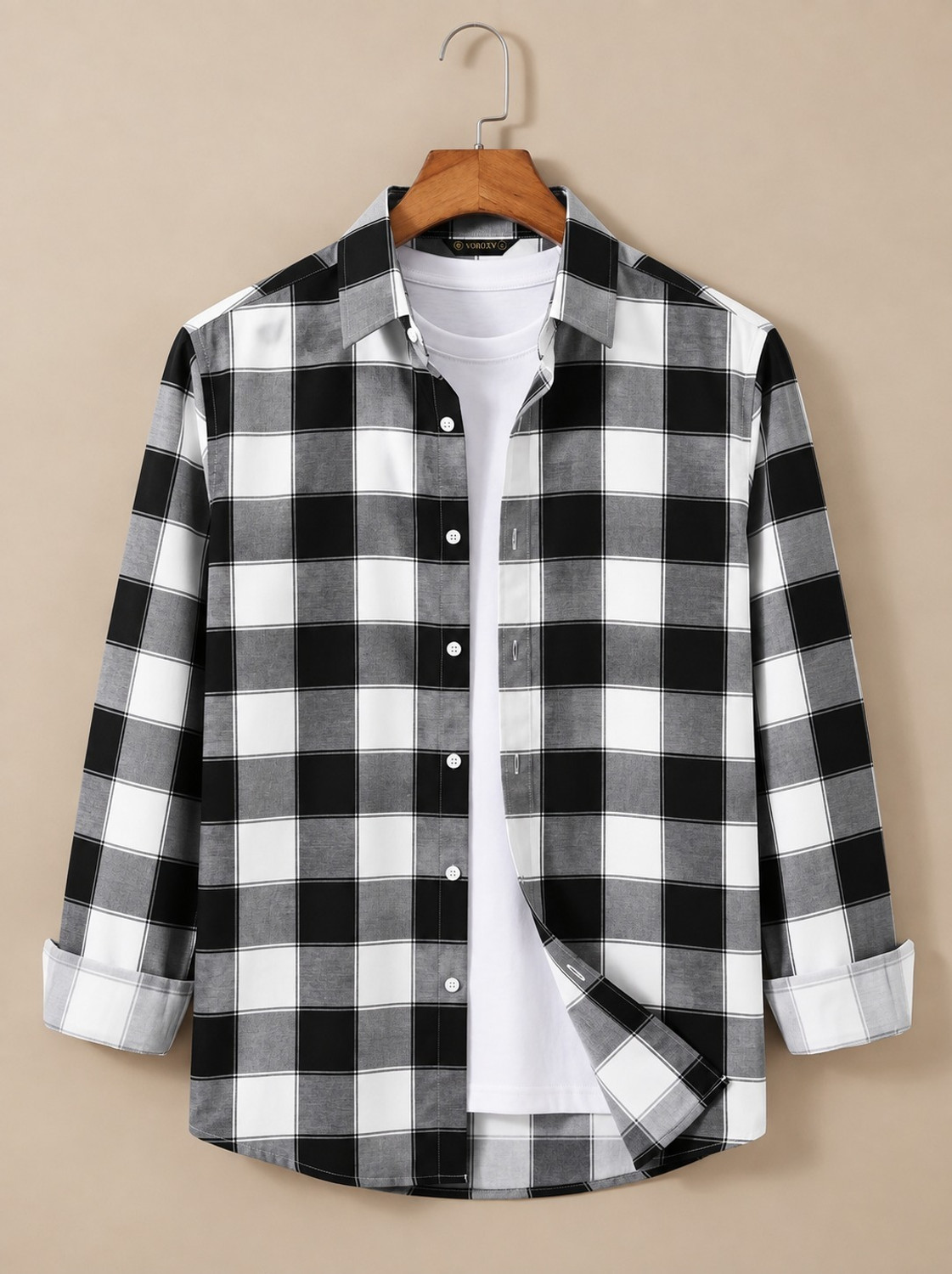 Solbiza Men Boxy Fit Checkered Spread Collar Shirt - Image 1
