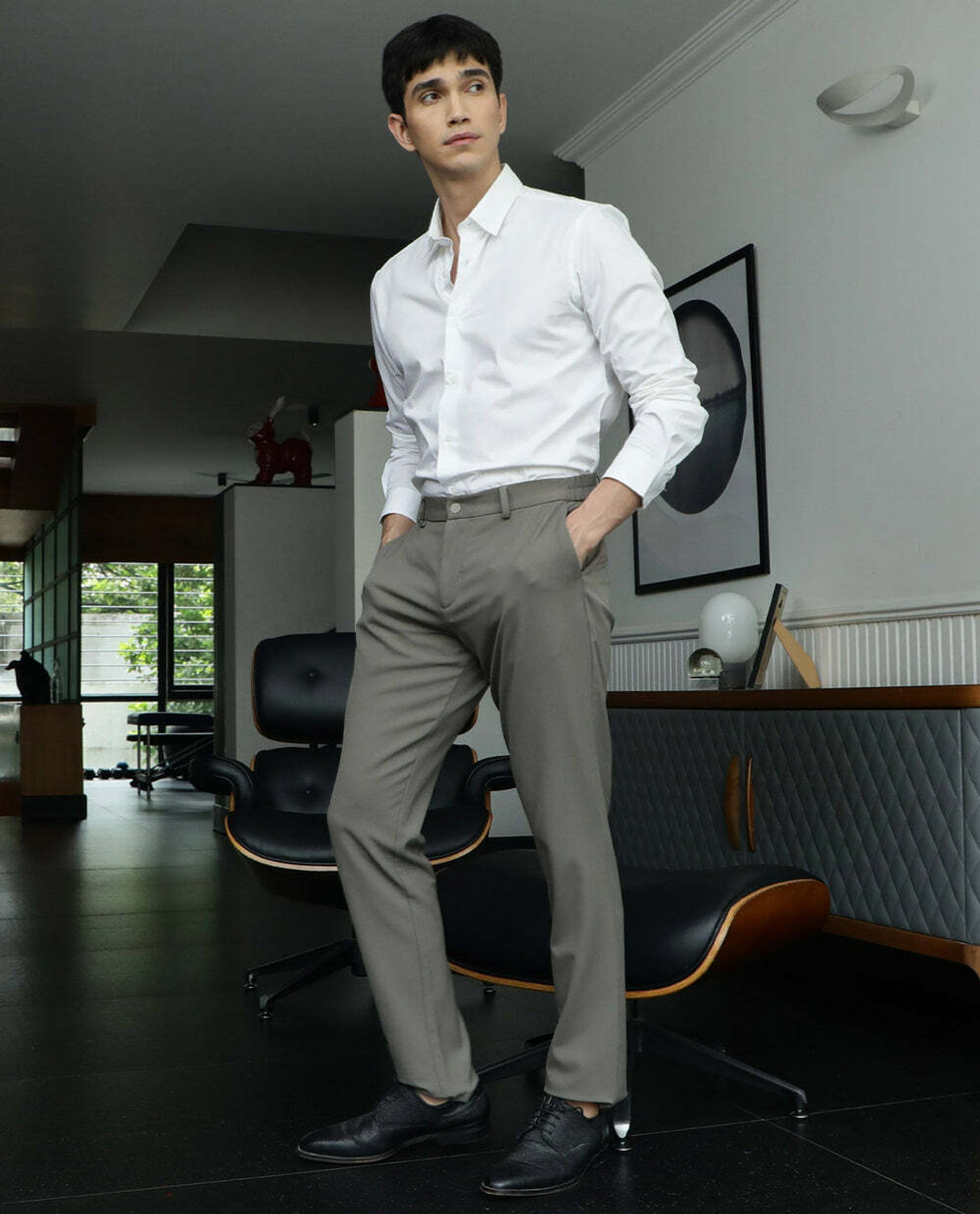 Image of Shefansh Men Regular Fit Solid Spread Collar Casual Shirt
