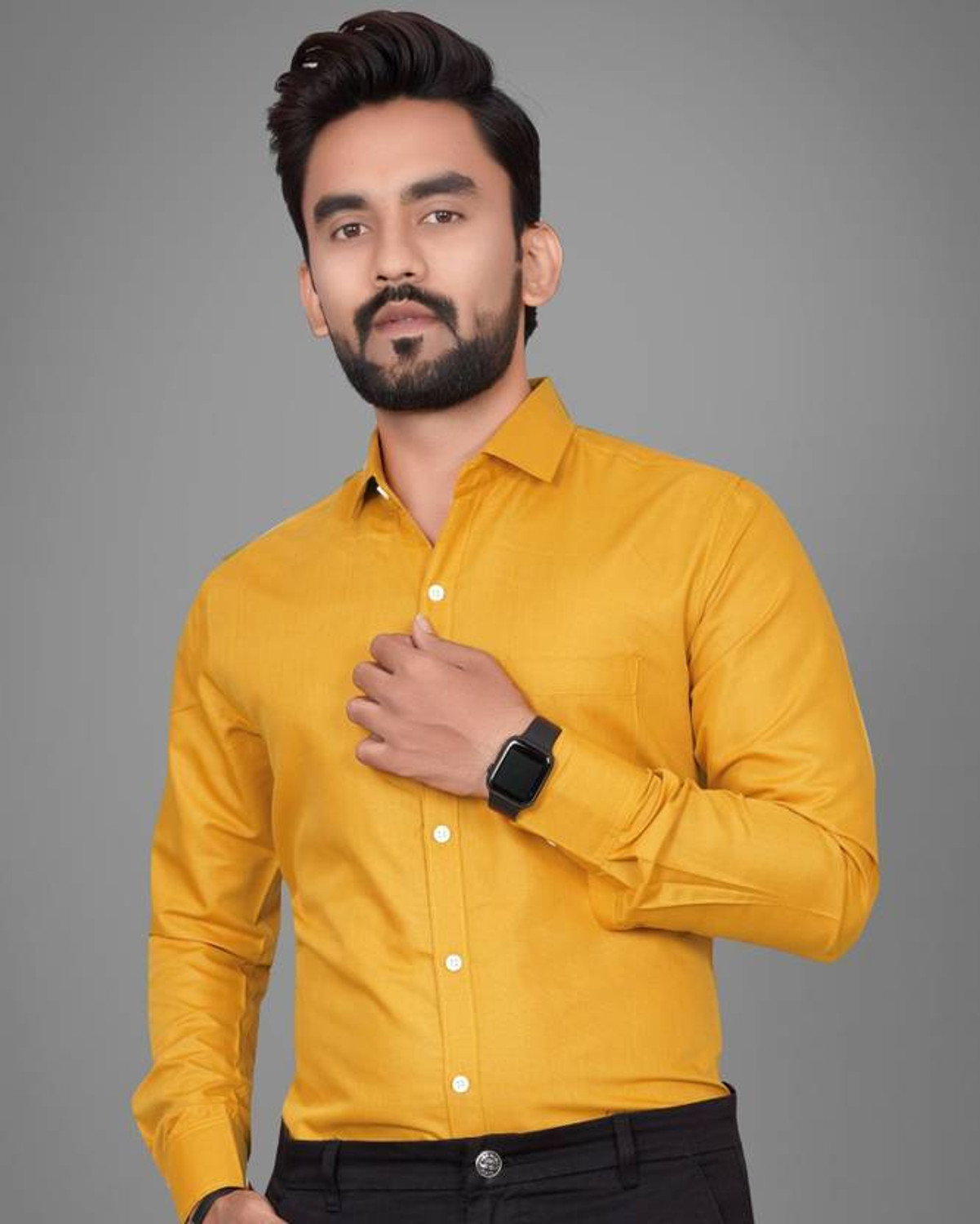 Image of FIBERMILL Men Slim Fit Solid Formal Shirt
