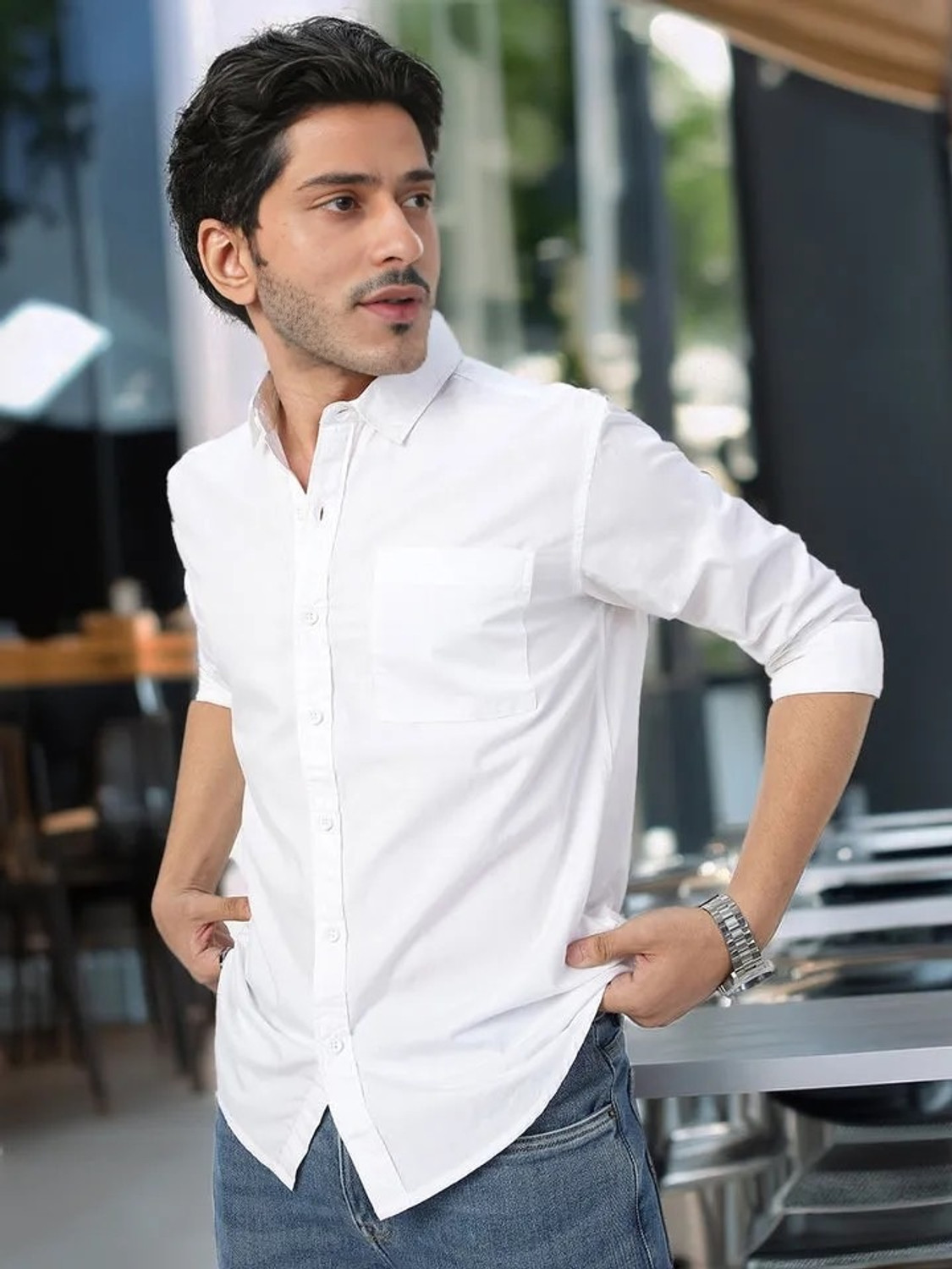 Image of Vexlor Men Regular Fit Solid Spread Collar Casual Shirt