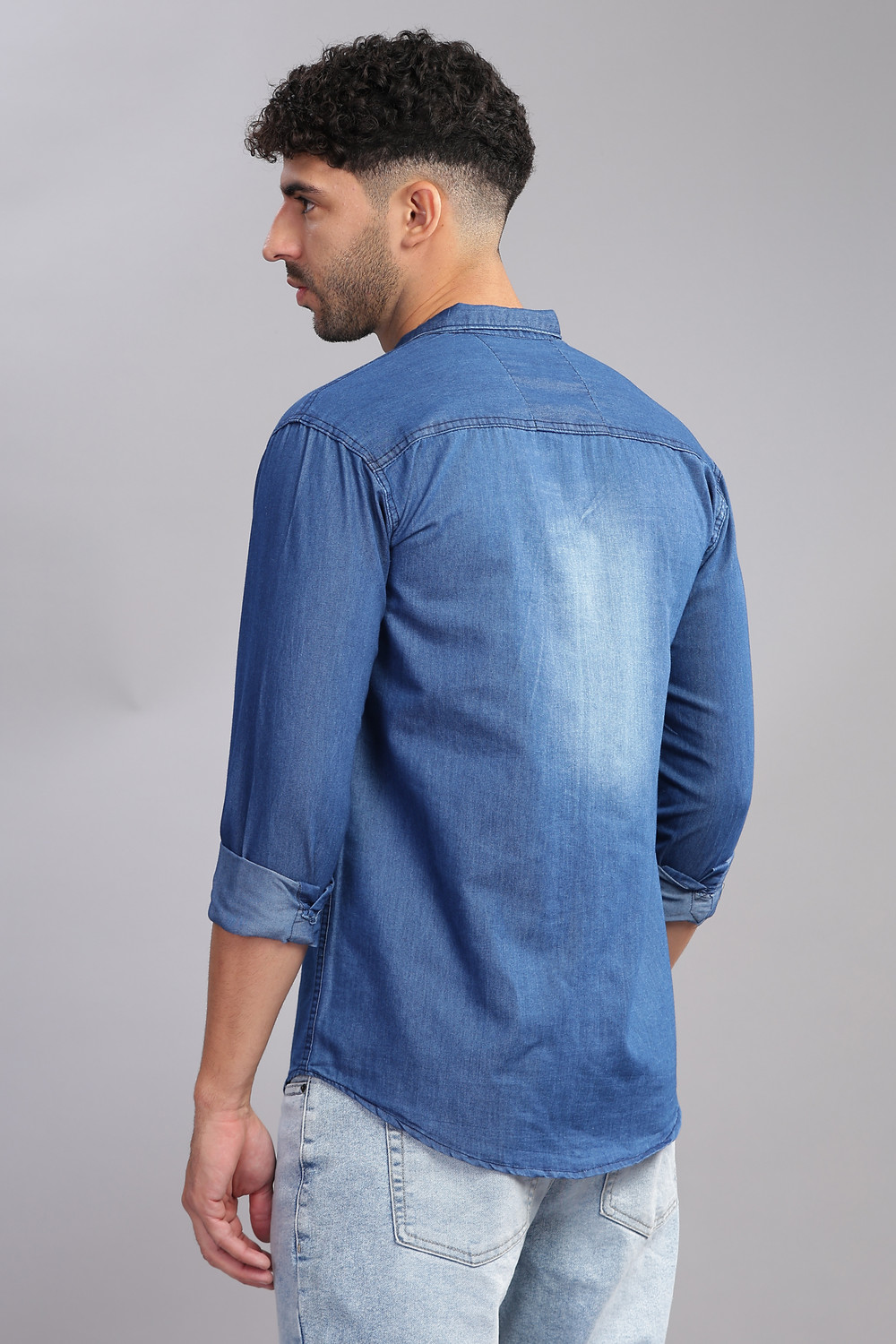 Image of AIDAN PAUL Men Regular Fit Washed Spread Collar Casual Shirt