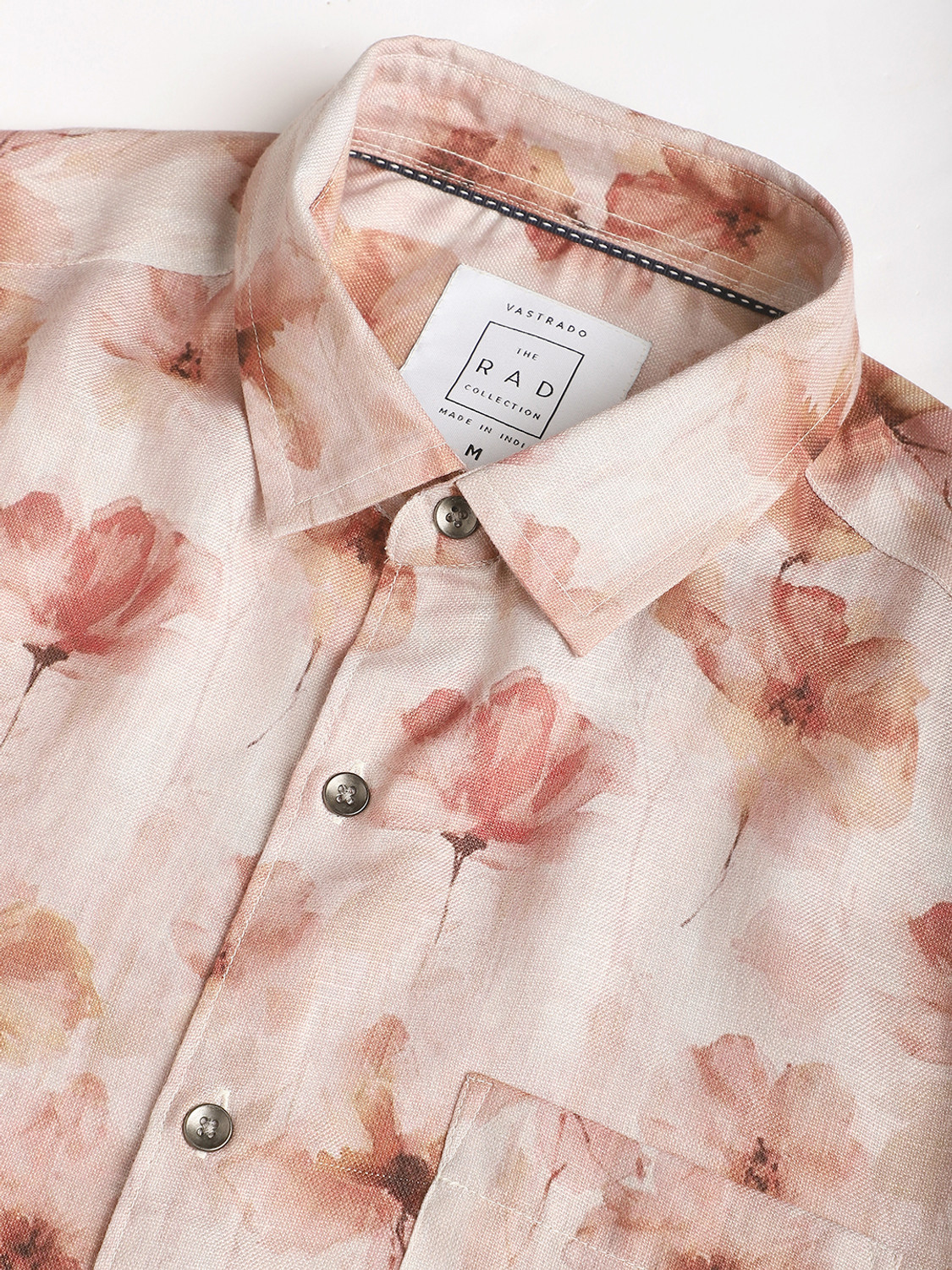 Image of VASTRADO Men Slim Fit Self Design Cut Away Collar Casual Shirt