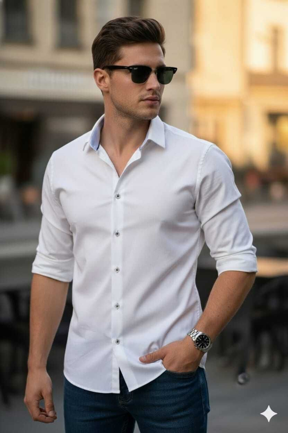 Image of Casual Crave Men Slim Fit Solid Spread Collar Formal Shirt