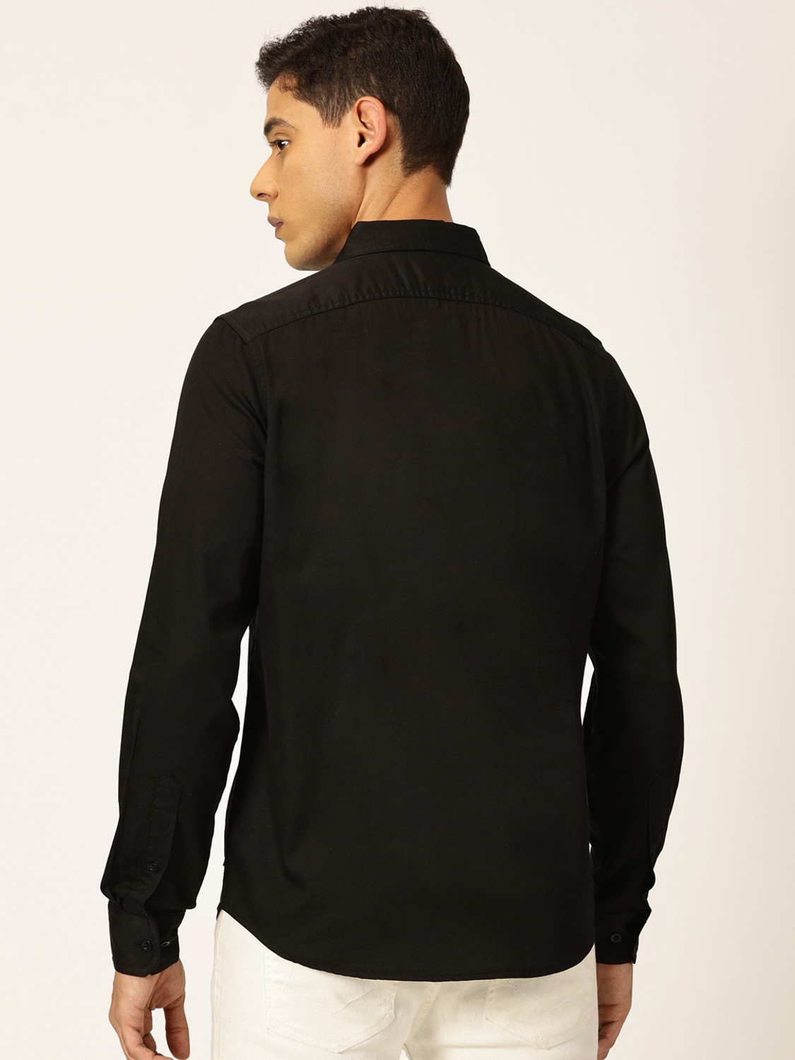 Image of PROVOGUE Men Slim Fit Solid Spread Collar Casual Shirt