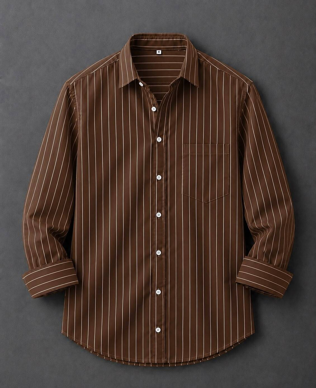 Velzora Men Regular Fit Striped Ribbed Collar Shirt - Image 1