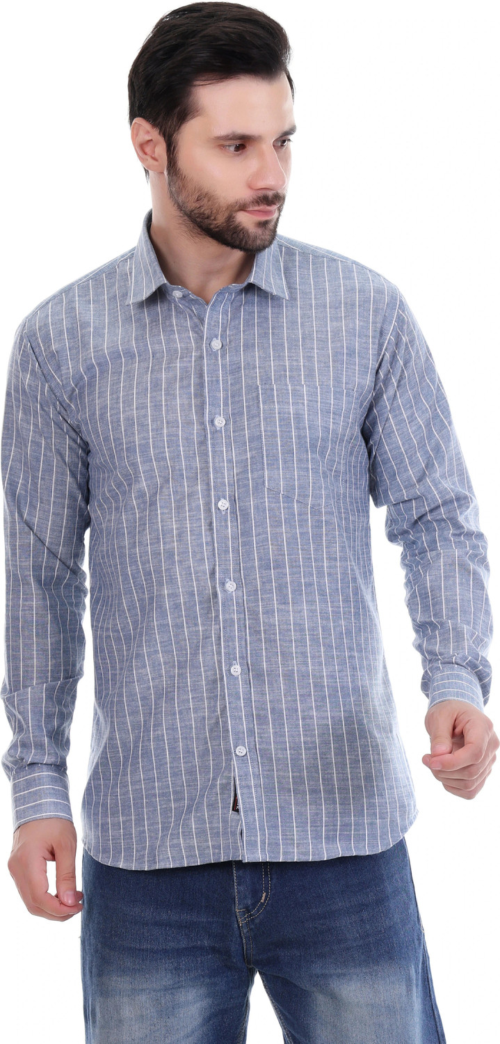 Image of The TallMann Club Men Regular Fit Striped Slim Collar Casual Shirt