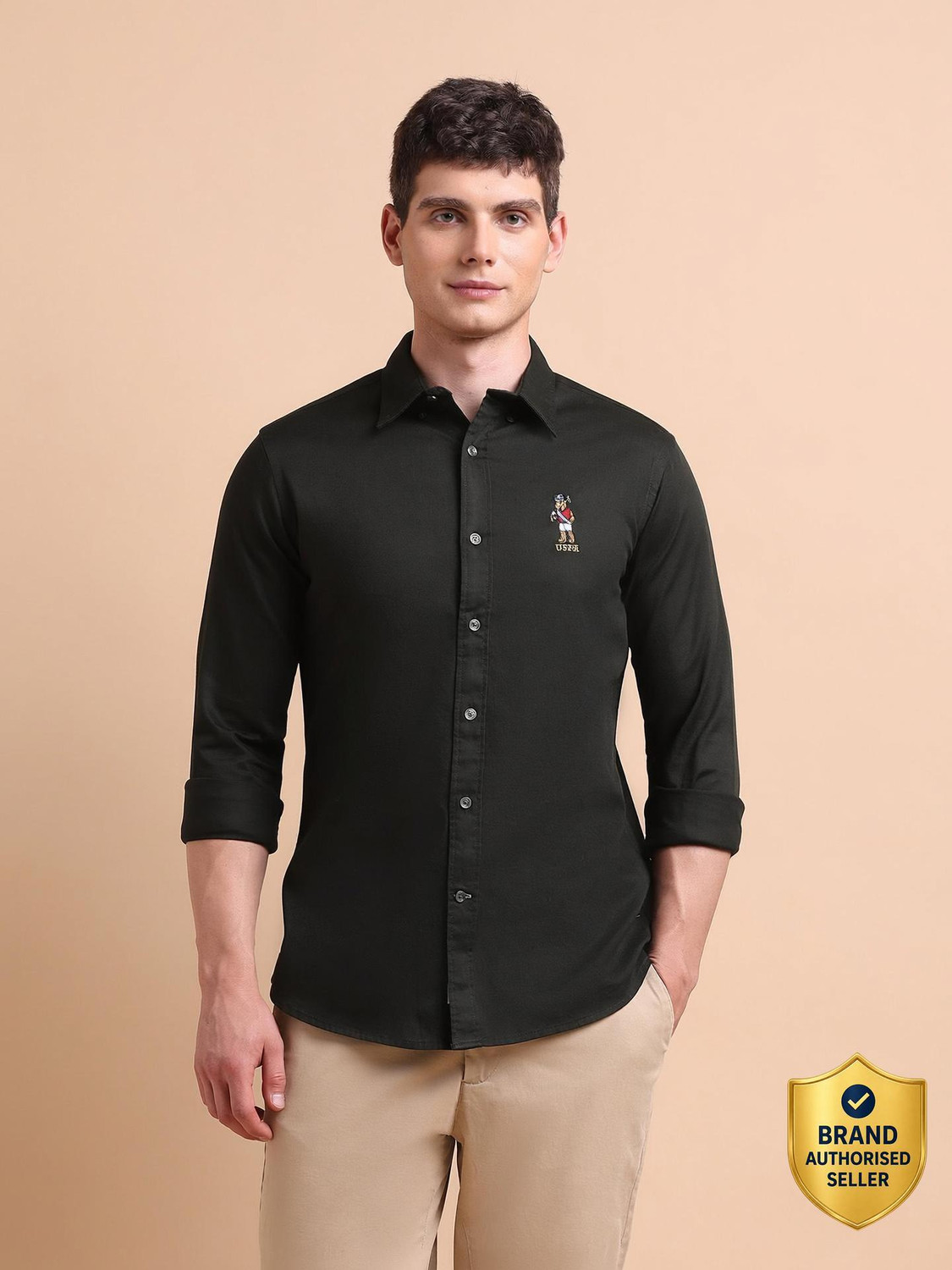 Image of U.S. POLO ASSN. Men Regular Fit Solid Casual Shirt