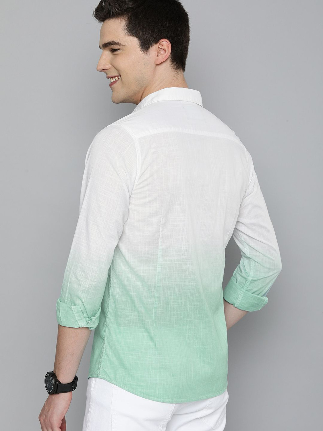 Image of Mast & Harbour Men Regular Fit Dyed /Ombre Spread Collar Casual Shirt