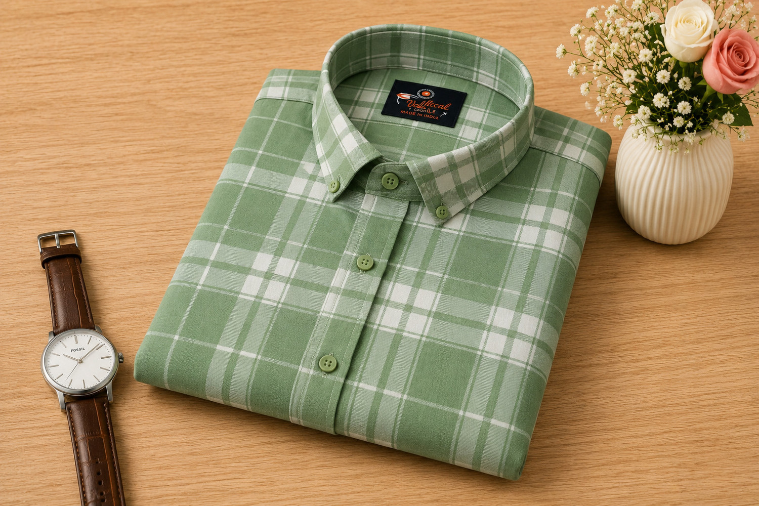 Image of Marc Laurent Men Regular Fit Checkered Spread Collar Casual Shirt