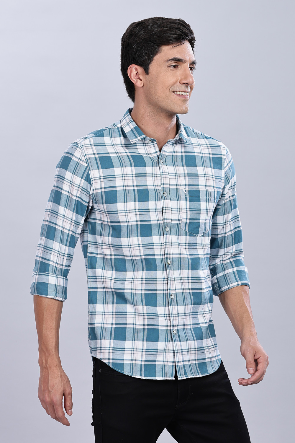 Image of The TallMann Club Men Regular Fit Striped Slim Collar Casual Shirt