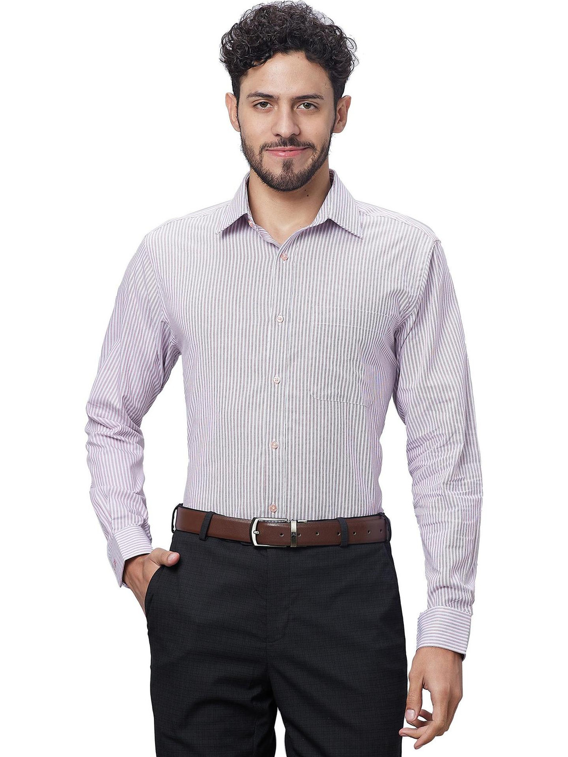 Image of Raymond Men Regular Fit Self Design Formal Shirt