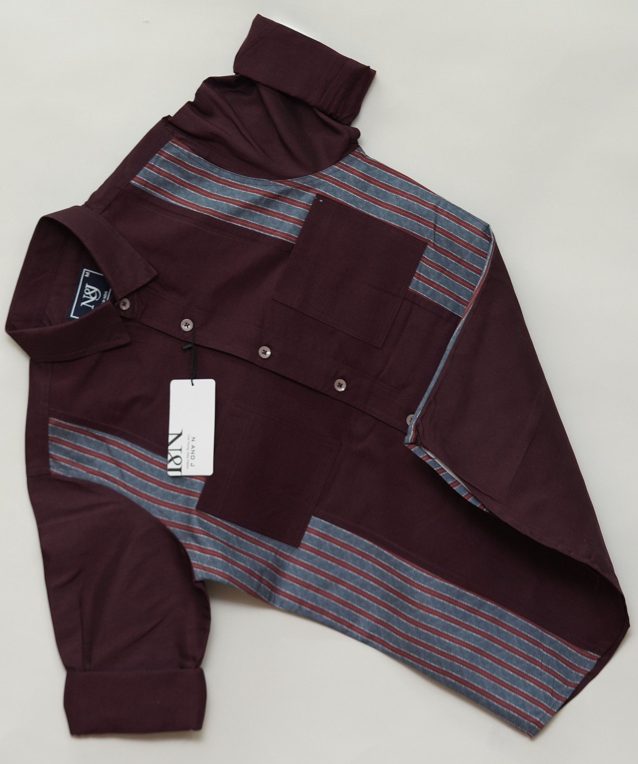 Image of N AND J Men Regular Fit Striped Spread Collar Casual Shirt