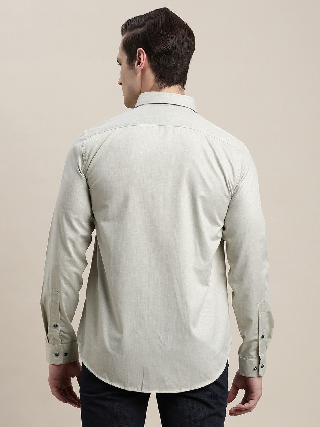 Image of TURTLE Men Slim Fit Solid Spread Collar Casual Shirt