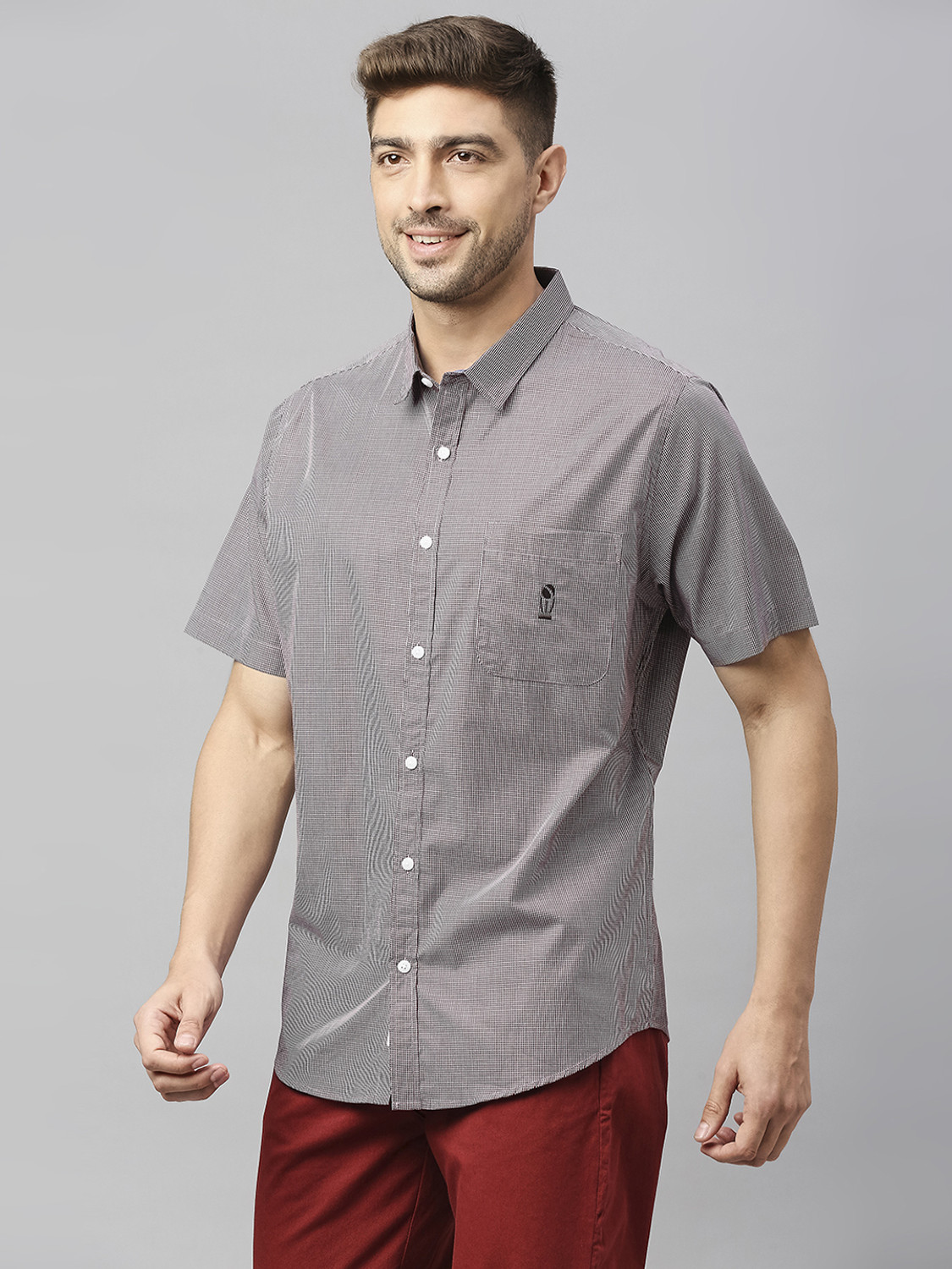 Image of THOMAS SCOTT Men Regular Fit Checkered Spread Collar Casual Shirt