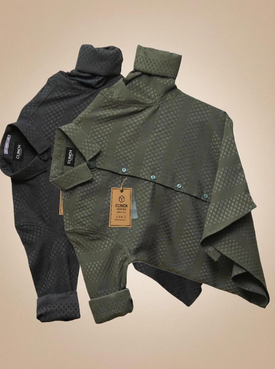 Image of clinch fashion Men Regular Fit Self Design Slim Collar Casual Shirt