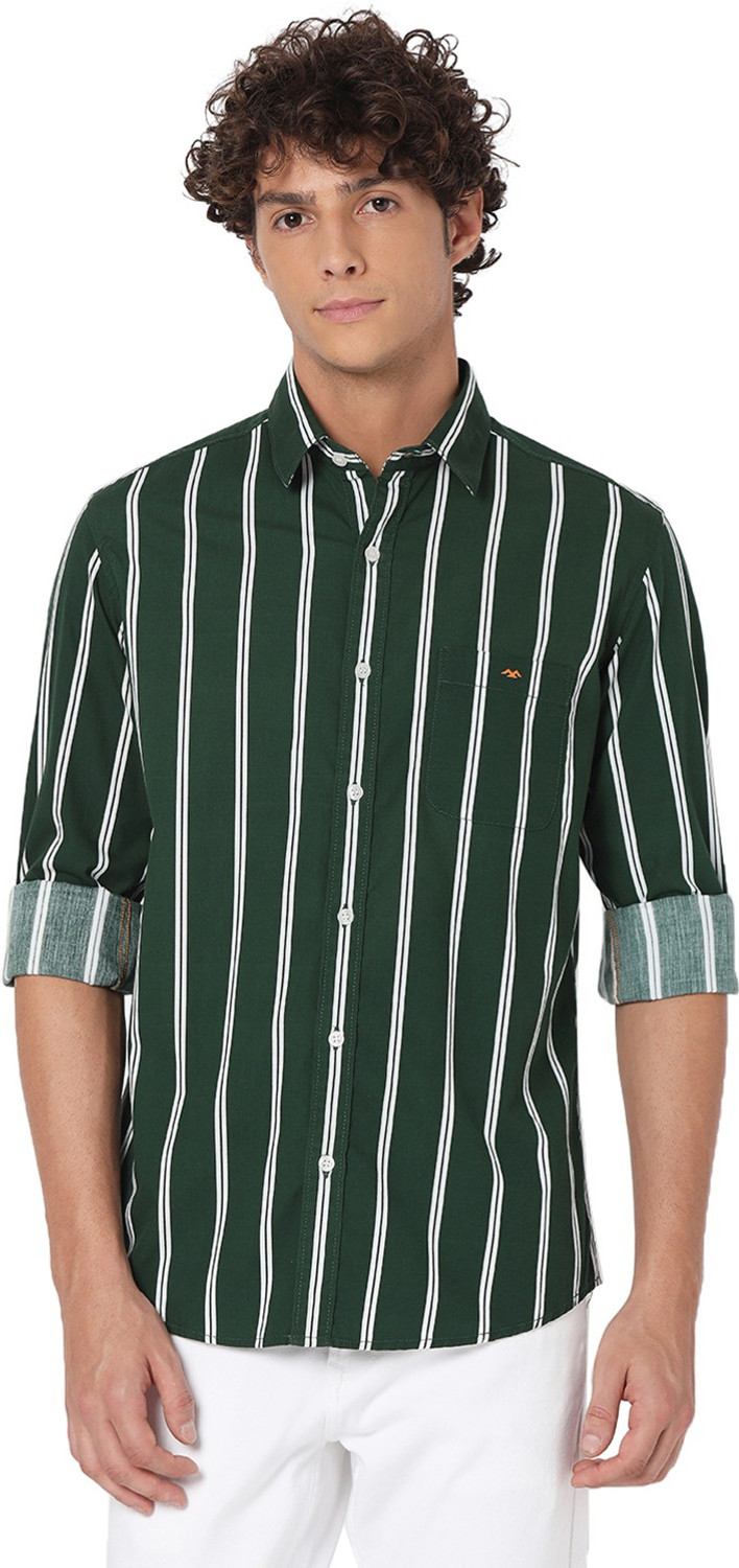 Image of MUFTI Men Slim Fit Striped Spread Collar Casual Shirt