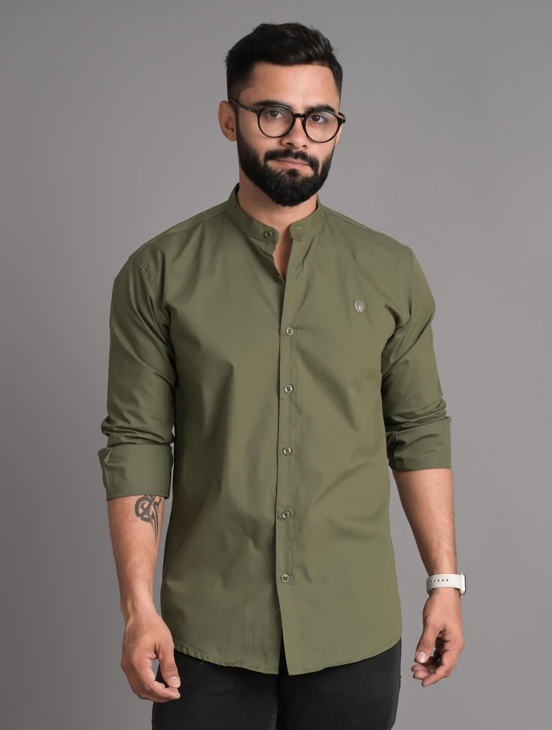 FUBAR Men Slim Fit Solid Spread Collar Shirt - Image 1
