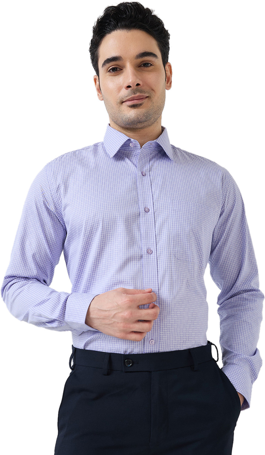 Image of Raymond Men Regular Fit Self Design Formal Shirt