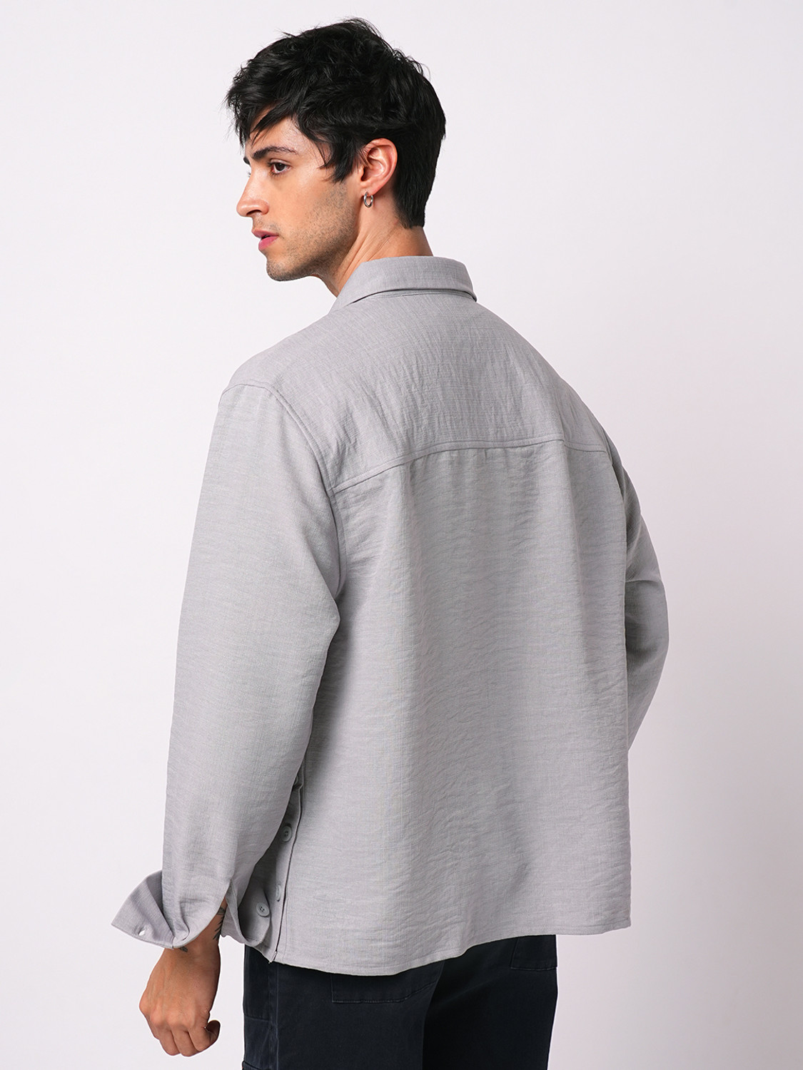 Image of VASTRADO Men Boxy Fit Self Design Cut Away Collar Casual Shirt