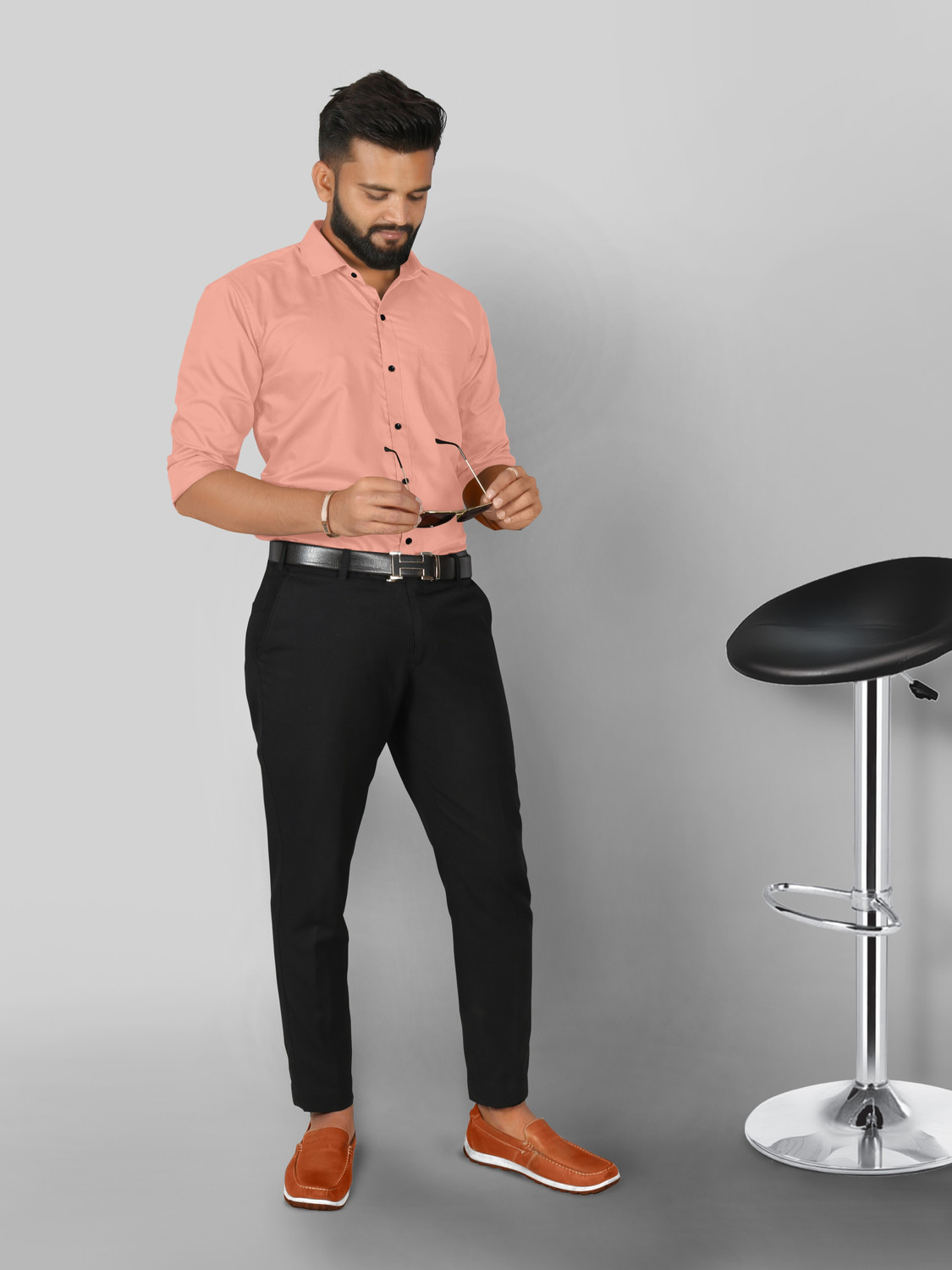 Image of FIBERMILL Men Slim Fit Solid Formal Shirt