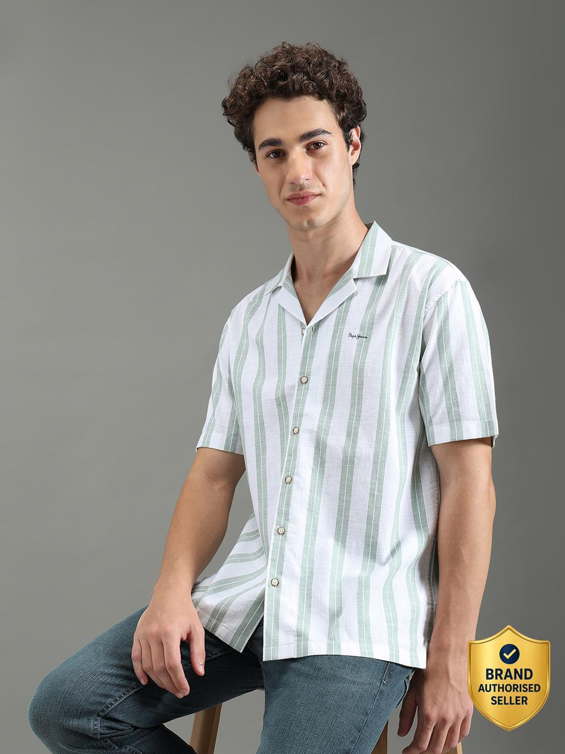 Image of Pepe Jeans Men Regular Fit Solid Casual Shirt