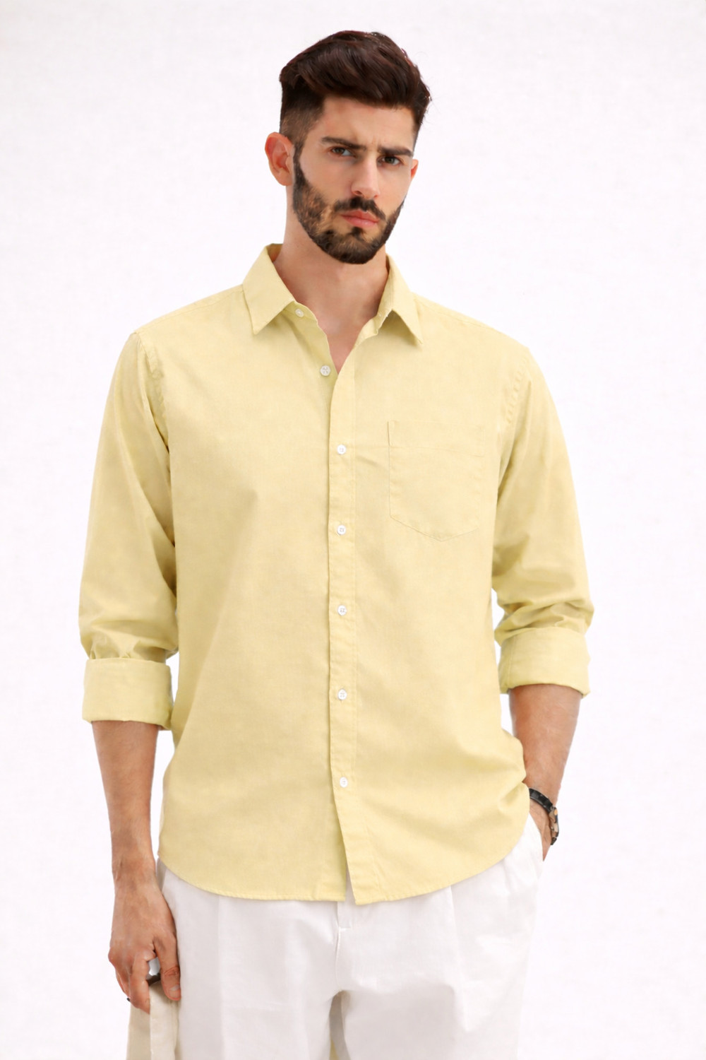 Image of mischief monkey Men Tailored Fit Striped Button Down Collar Casual Shirt