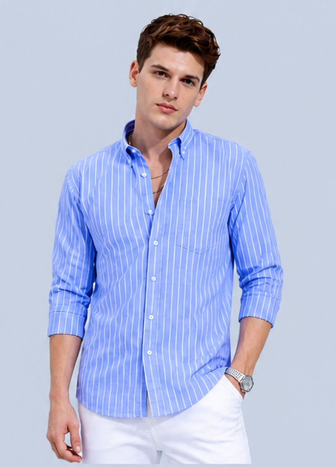 Image of Aayat Enterprises Men Slim Fit Striped Spread Collar Casual Shirt