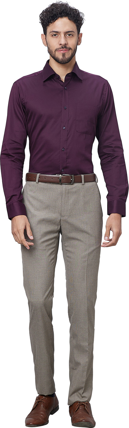 Image of Raymond Men Slim Fit Solid Cut Away Collar Formal Shirt