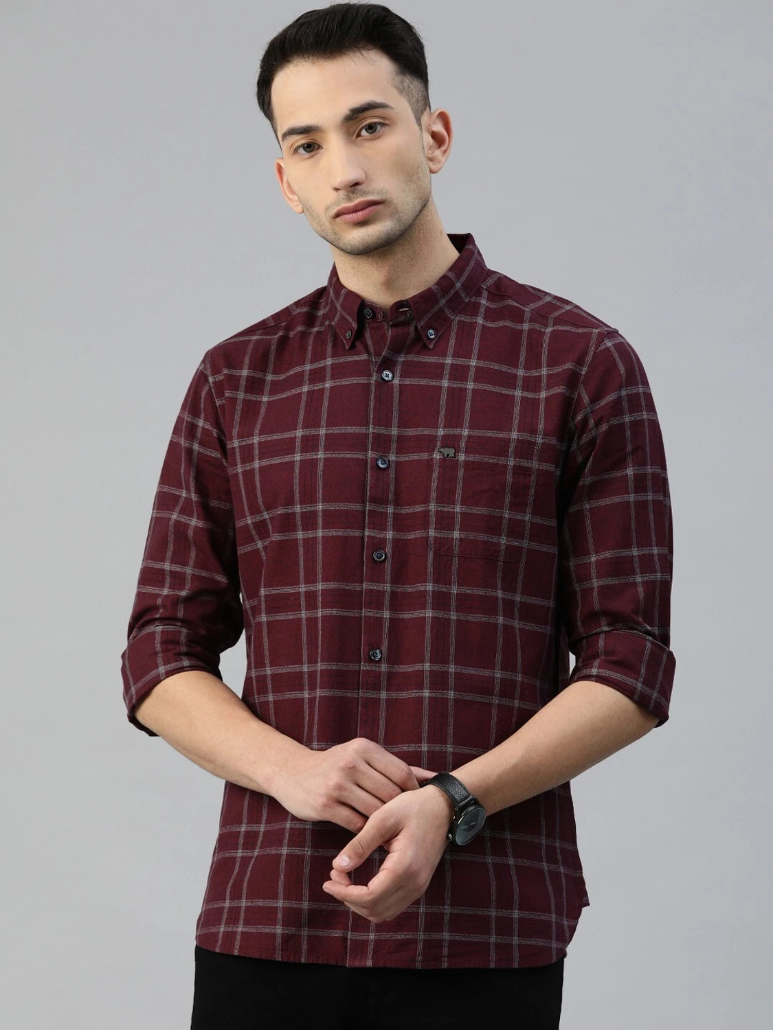 THE BEAR HOUSE Men Slim Fit Checkered Shirt - Image 1