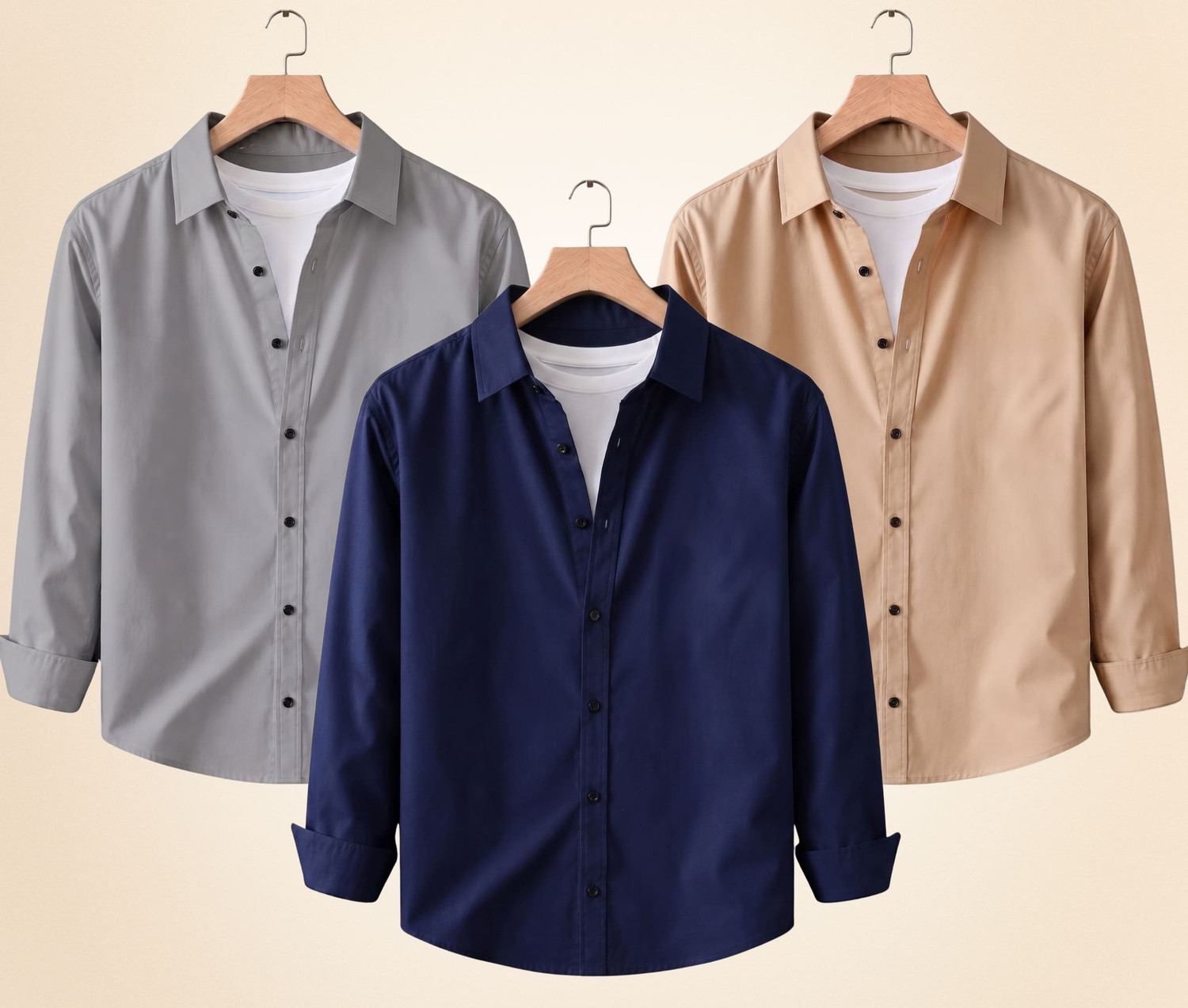Image of Colix Men Regular Fit Solid Spread Collar Casual Shirt (Pack of 3)