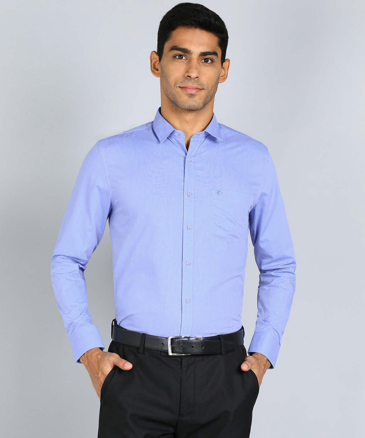 Image of SAM & JACK Men Regular Fit Self Design Spread Collar Formal Shirt