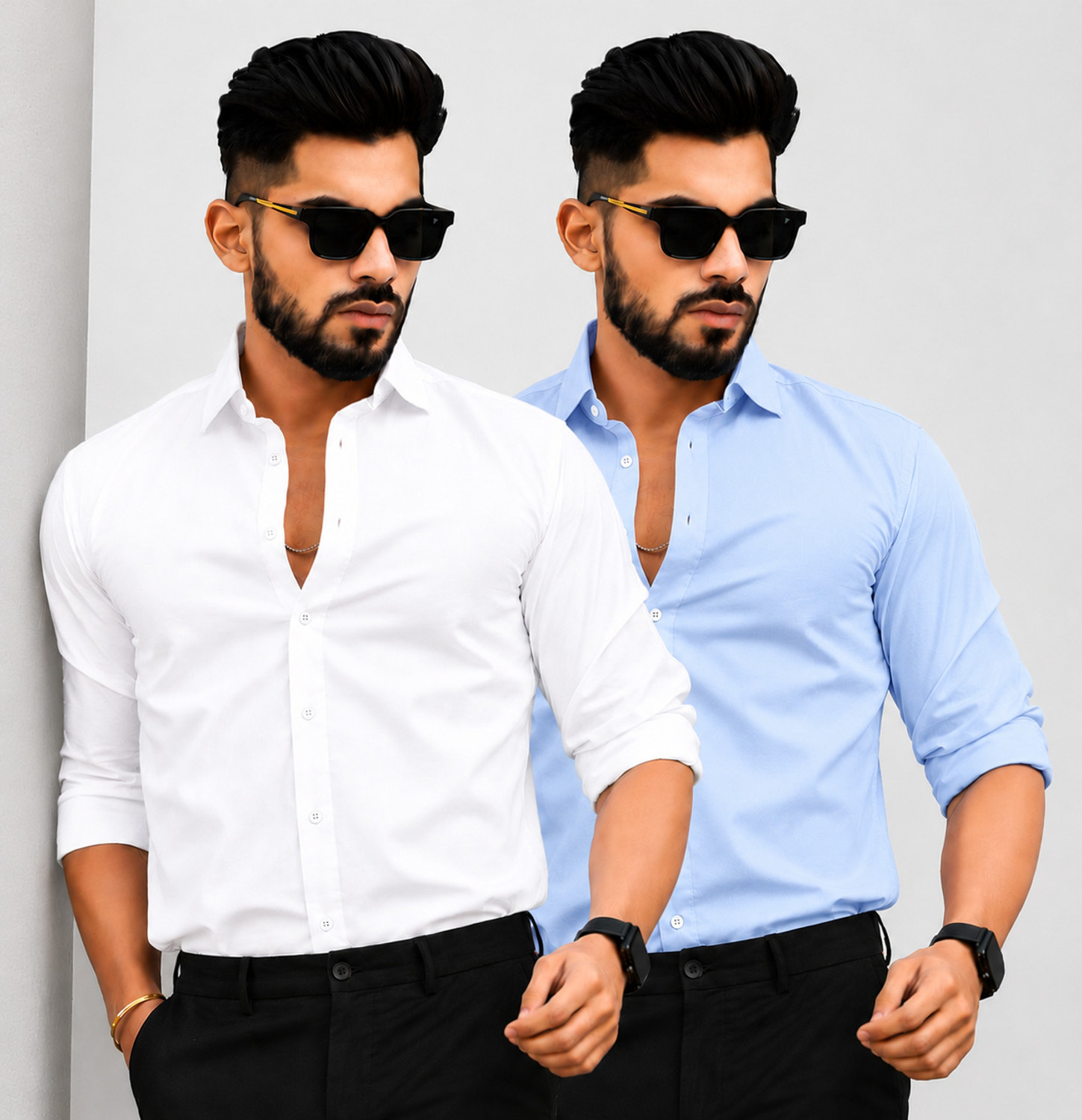 Image of bellstone Men Regular Fit Solid Spread Collar Casual Shirt